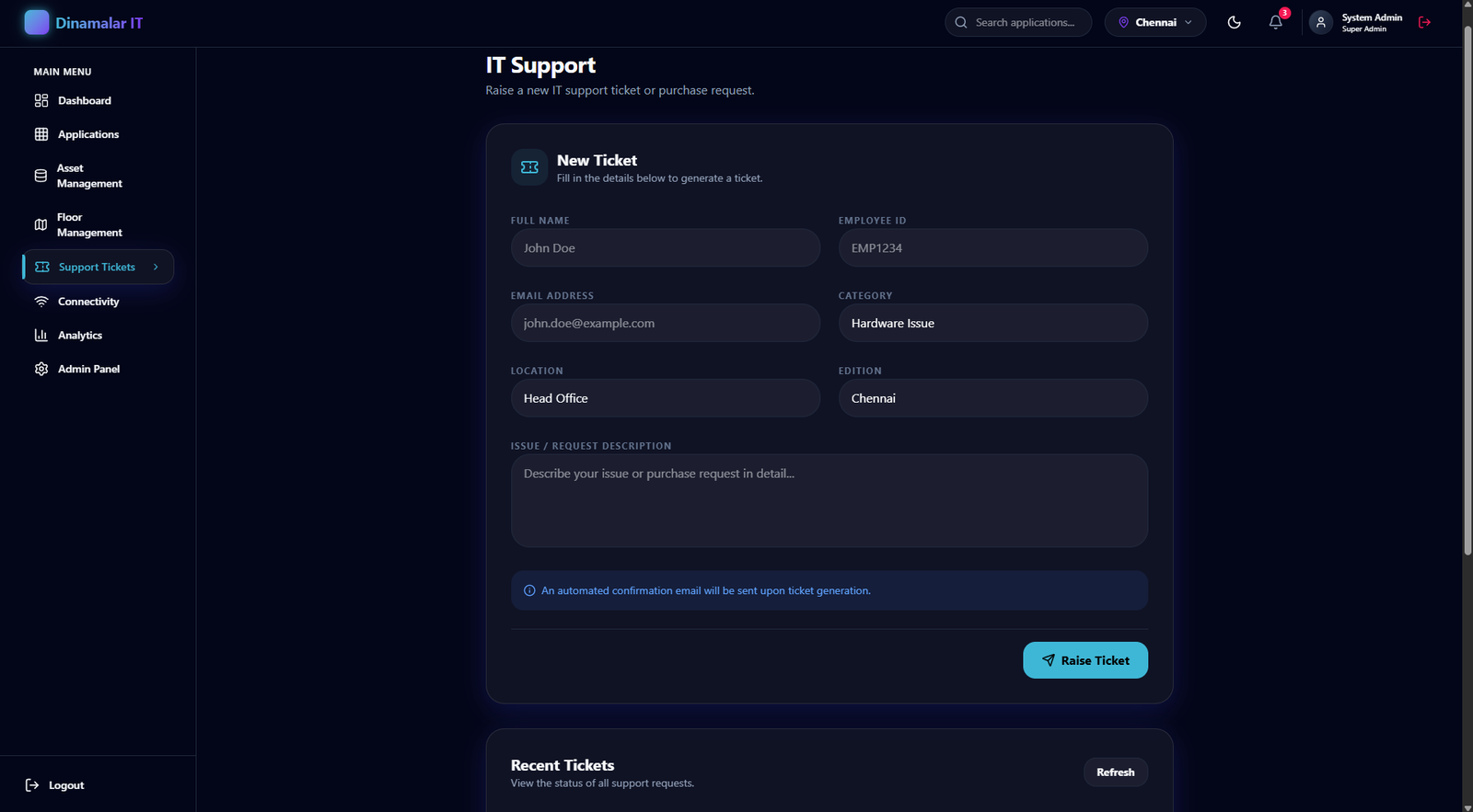 Support Ticket View